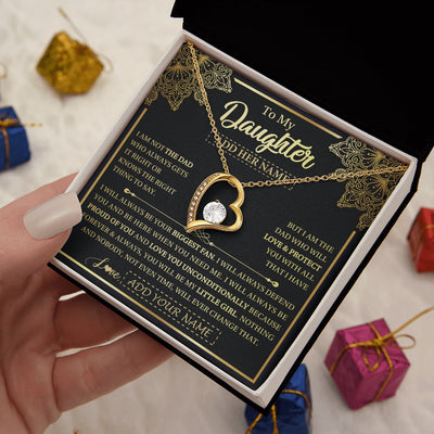 Forever Love Necklace 18K Yellow Gold Finish | 2 | Personalized To My Daughter Necklace From Dad Father Your Biggest Fan Birthday Gifts For Daughter Gifts Christmas Jewelry Custom Gift Box Message Card | siriusteestore.myshopify