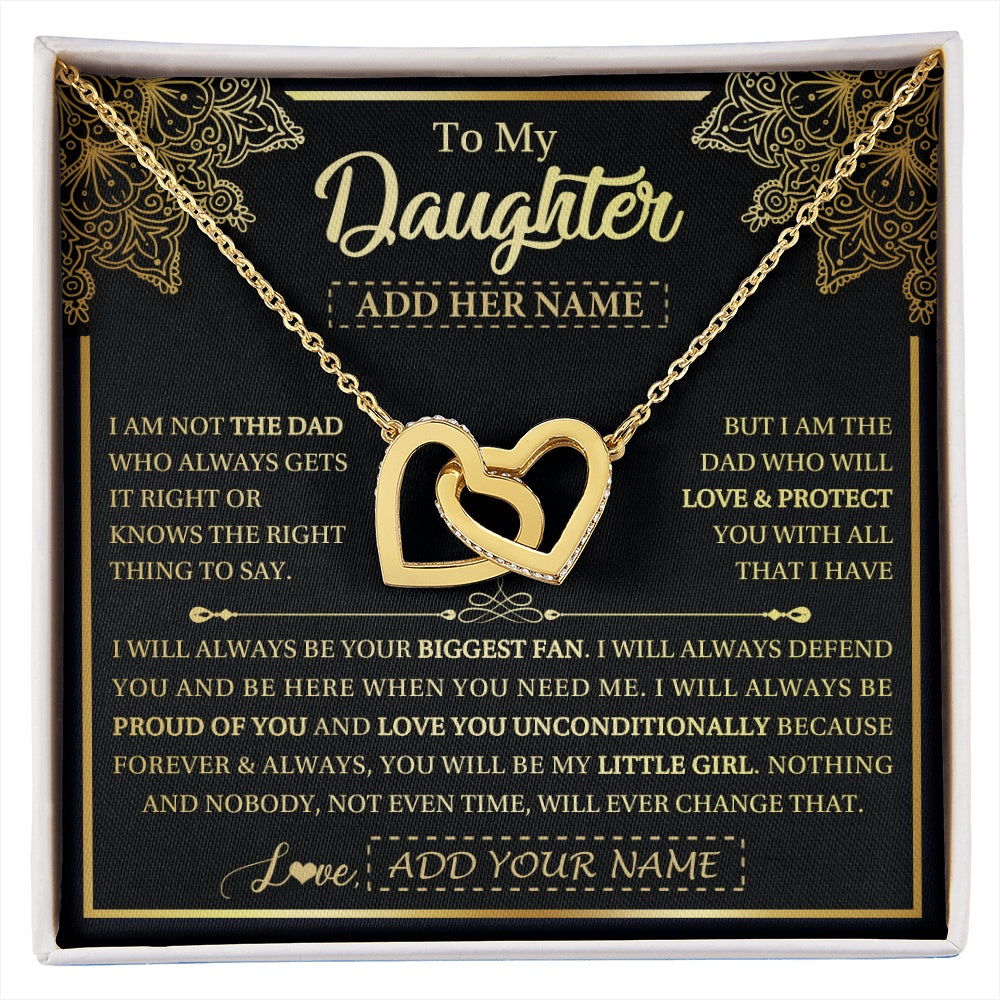 Interlocking Hearts Necklace 18K Yellow Gold Finish | 1 | Personalized To My Daughter Necklace From Dad Father Your Biggest Fan Birthday Gifts For Daughter Gifts Christmas Jewelry Custom Gift Box Message Card | siriusteestore.myshopify