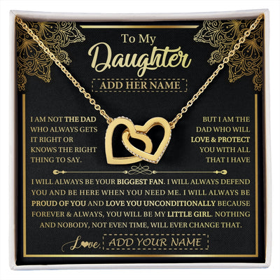 Interlocking Hearts Necklace 18K Yellow Gold Finish | 1 | Personalized To My Daughter Necklace From Dad Father Your Biggest Fan Birthday Gifts For Daughter Gifts Christmas Jewelry Custom Gift Box Message Card | siriusteestore.myshopify