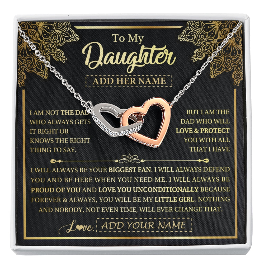 Interlocking Hearts Necklace Stainless Steel & Rose Gold Finish | 1 | Personalized To My Daughter Necklace From Dad Father Your Biggest Fan Birthday Gifts For Daughter Gifts Christmas Jewelry Custom Gift Box Message Card | siriusteestore.myshopify