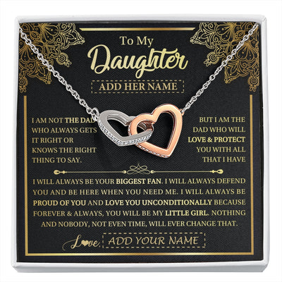 Interlocking Hearts Necklace Stainless Steel & Rose Gold Finish | 1 | Personalized To My Daughter Necklace From Dad Father Your Biggest Fan Birthday Gifts For Daughter Gifts Christmas Jewelry Custom Gift Box Message Card | siriusteestore.myshopify