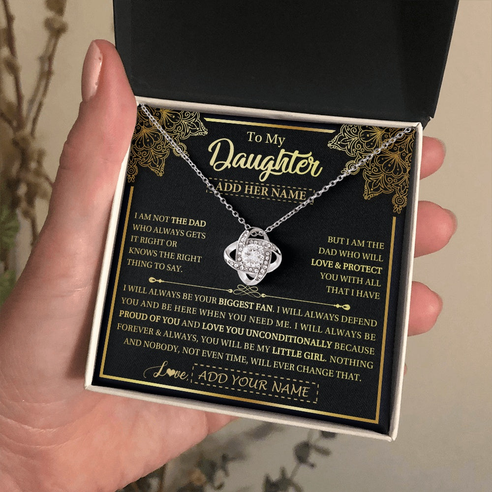 Love Knot Necklace 14K White Gold Finish | 2 | Personalized To My Daughter Necklace From Dad Father Your Biggest Fan Birthday Gifts For Daughter Gifts Christmas Jewelry Custom Gift Box Message Card | siriusteestore.myshopify