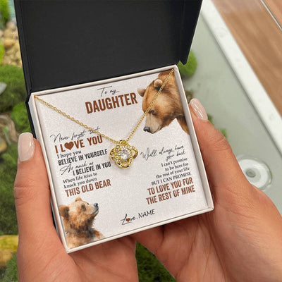 Love Knot Necklace 18K Yellow Gold Finish | 2 | Personalized To My Daughter Necklace From Dad Mom Never Forget That I Love You Bear Daughter Birthday Graduation Christmas Customized Gift Box Message Card | siriusteestore