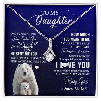Alluring Beauty Necklace 14K White Gold Finish | 1 | Personalized To My Daughter Necklace From Dad Mom Polar Bear Never Forget I Love You Daughter Birthday Graduation Christmas Customized Gift Box Message Card | siriusteestore