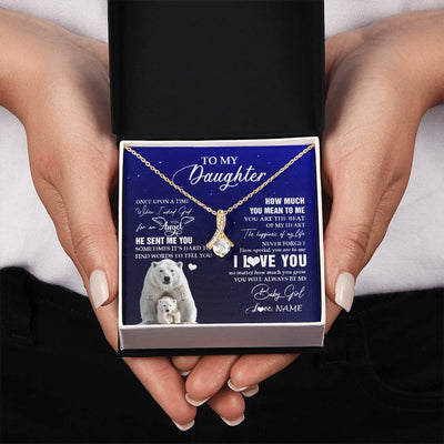 Alluring Beauty Necklace 18K Yellow Gold Finish | 2 | Personalized To My Daughter Necklace From Dad Mom Polar Bear Never Forget I Love You Daughter Birthday Graduation Christmas Customized Gift Box Message Card | siriusteestore