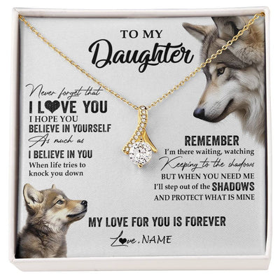 Alluring Beauty Necklace 18K Yellow Gold Finish | 1 | Personalized To My Daughter Necklace From Dad Mom Wolf My Love For You Is Forever Daughter Birthday Graduation Christmas Customized Gift Box Message Card | siriusteestore