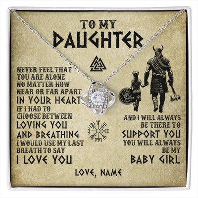 Love Knot Necklace 14K White Gold Finish | 1 | Personalized To My Daughter Necklace From Dad Viking Never Feel That You Are Alone Viking Daughter Birthday Gifts Christmas Customized Gift Box Message Card | siriusteestore