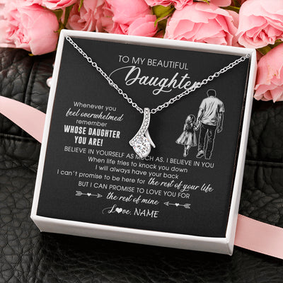 Alluring Beauty Necklace 14K White Gold Finish | 2 | Personalized To My Daughter Necklace From Dad Whenever You Feel Overwhelmed Daughter Jewelry Birthday Graduation Christmas Customized Message Card | siriusteestore