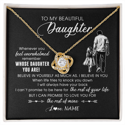 Love Knot Necklace 18K Yellow Gold Finish | 1 | Personalized To My Daughter Necklace From Dad Whenever You Feel Overwhelmed Daughter Jewelry Birthday Graduation Christmas Customized Message Card | siriusteestore