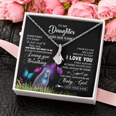 Alluring Beauty Necklace 14K White Gold Finish | 2 | Personalized To My Daughter Necklace From Mom Dad Butterfly Sometimes Say I Love You Daughter Birthday Graduation Christmas Customized Gift Box Message Card | siriusteestore.myshopify