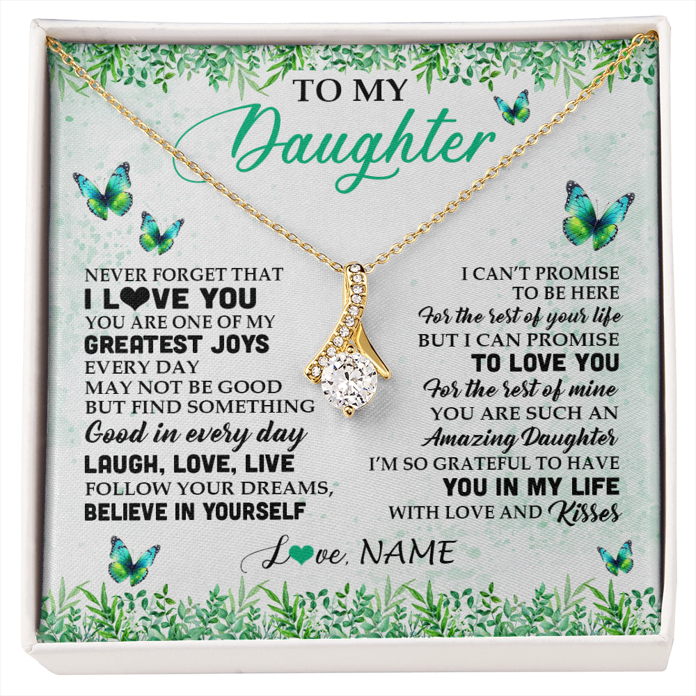 Alluring Beauty Necklace 18K Yellow Gold Finish | 1 | Personalized To My Daughter Necklace From Mom Dad Father Butterfly Laugh Love Live Birthday Motivational Quote Christmas Customized Gift Box Message Card | siriusteestore