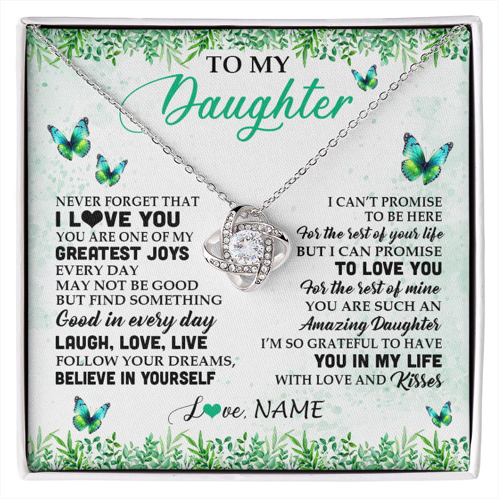 Love Knot Necklace 14K White Gold Finish | 1 | Personalized To My Daughter Necklace From Mom Dad Father Butterfly Laugh Love Live Birthday Motivational Quote Christmas Customized Gift Box Message Card | siriusteestore