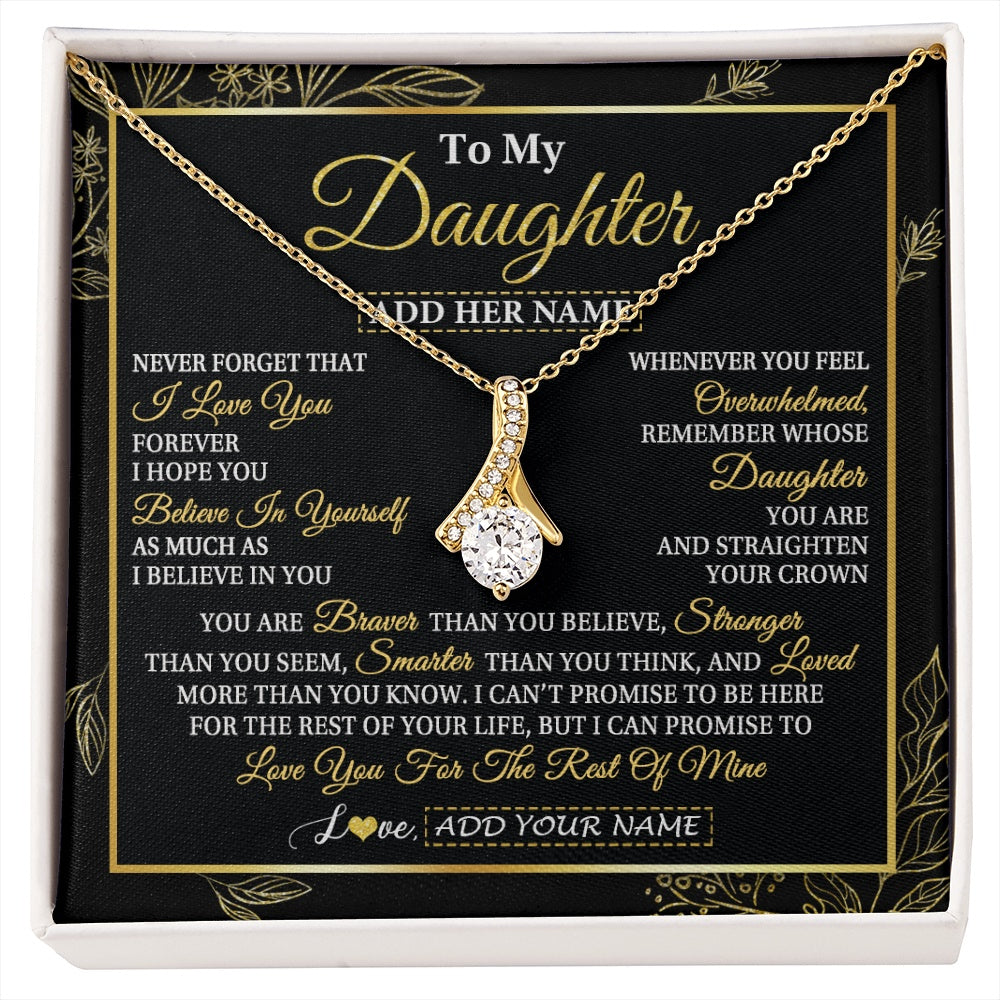 Alluring Beauty Necklace 18K Yellow Gold Finish | 1 | Personalized To My Daughter Necklace From Mom Dad Father I Love You Gift For My Daughter Birthday Gifts Graduation Christmas Custom Gift Box Message Card | siriusteestore.myshopify