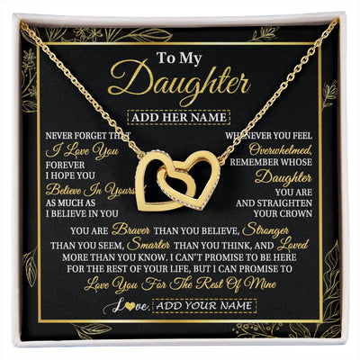 Interlocking Hearts Necklace 18K Yellow Gold Finish | 1 | Personalized To My Daughter Necklace From Mom Dad Father I Love You Gift For My Daughter Birthday Gifts Graduation Christmas Custom Gift Box Message Card | siriusteestore.myshopify