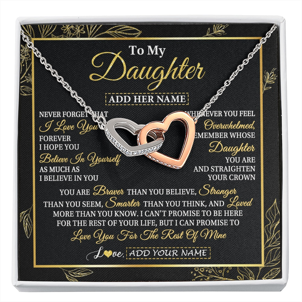 Interlocking Hearts Necklace Stainless Steel & Rose Gold Finish | 1 | Personalized To My Daughter Necklace From Mom Dad Father I Love You Gift For My Daughter Birthday Gifts Graduation Christmas Custom Gift Box Message Card | siriusteestore.myshopify