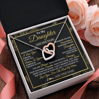 Interlocking Hearts Necklace Stainless Steel & Rose Gold Finish | 2 | Personalized To My Daughter Necklace From Mom Dad Father I Love You Gift For My Daughter Birthday Gifts Graduation Christmas Custom Gift Box Message Card | siriusteestore.myshopify