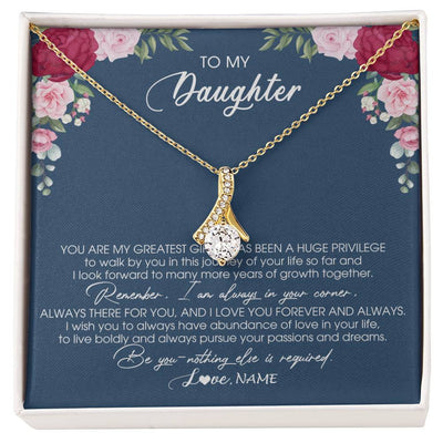 Alluring Beauty Necklace 18K Yellow Gold Finish | Personalized To My Daughter Necklace From Mom Dad Father You Are My Greatest Gift Daughter Birthday Christmas Customized Jewelry Gift Box Message Card | siriusteestore