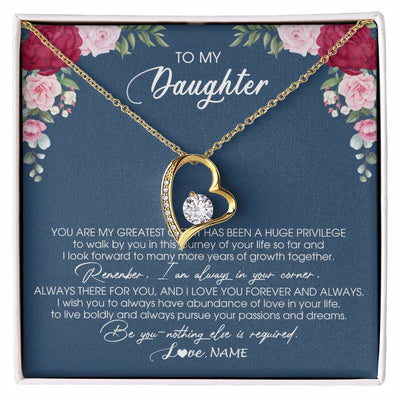 Forever Love Necklace 18K Yellow Gold Finish | Personalized To My Daughter Necklace From Mom Dad Father You Are My Greatest Gift Daughter Birthday Christmas Customized Jewelry Gift Box Message Card | siriusteestore