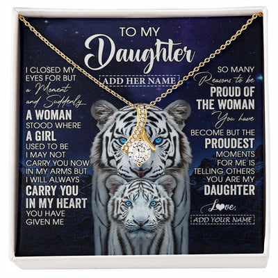 Alluring Beauty Necklace 18K Yellow Gold Finish | 1 | Personalized To My Daughter Necklace From Mom Dad I Close My Eyes White Tiger Daughter Birthday Gift Graduation Christmas Jewelry Gift Box Message Card | https://siriusteestore.
