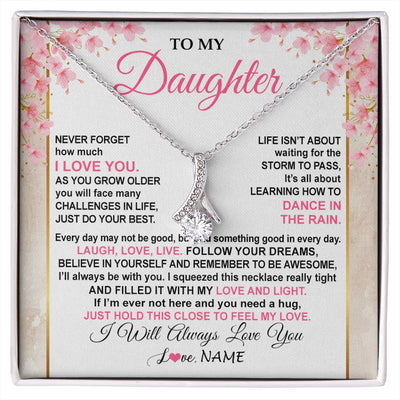 Alluring Beauty Necklace 14K White Gold Finish | 1 | Personalized To My Daughter Necklace From Mom Dad Inspirational I Love You Daughter Birthday Jewelry Graduation Christmas Customized Gift Box Message Card | siriusteestore