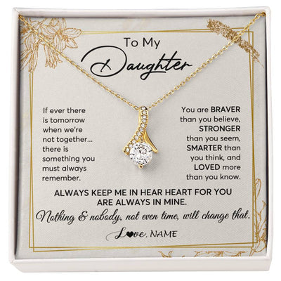 Alluring Beauty Necklace 18K Yellow Gold Finish | 1 | Personalized To My Daughter Necklace From Mom Dad Mother Always Keep Me In Your Heart Daughter Birthday Graduation Christmas Customized Gift Box Message Card | siriusteestore
