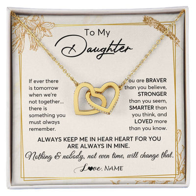 Interlocking Hearts Necklace 18K Yellow Gold Finish | 1 | Personalized To My Daughter Necklace From Mom Dad Mother Always Keep Me In Your Heart Daughter Birthday Graduation Christmas Customized Gift Box Message Card | siriusteestore