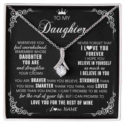 Alluring Beauty Necklace 14K White Gold Finish | 1 | Personalized To My Daughter Necklace From Mom Dad Mother Father Inspirational Strength Daughter Birthday Jewelry Christmas Customized Gift Box Message Card | siriusteestore