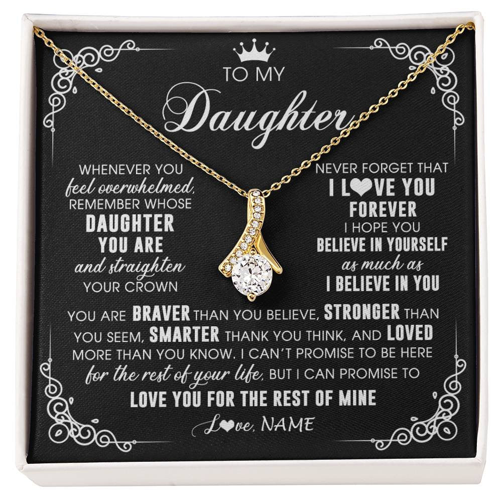 Alluring Beauty Necklace 18K Yellow Gold Finish | 1 | Personalized To My Daughter Necklace From Mom Dad Mother Father Inspirational Strength Daughter Birthday Jewelry Christmas Customized Gift Box Message Card | siriusteestore
