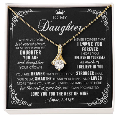 Alluring Beauty Necklace 18K Yellow Gold Finish | 1 | Personalized To My Daughter Necklace From Mom Dad Mother Father Inspirational Strength Daughter Birthday Jewelry Christmas Customized Gift Box Message Card | siriusteestore