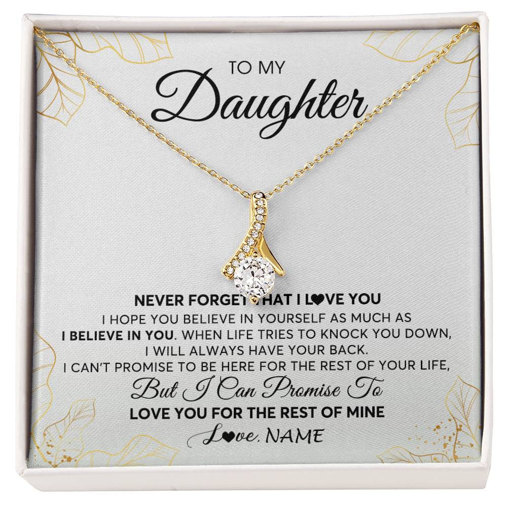 Alluring Beauty Necklace 18K Yellow Gold Finish | 1 | Personalized To My Daughter Necklace From Mom Dad Mother Father Never Forget That I Love You Daughter Birthday Christmas Customized Gift Box Message Card | siriusteestore