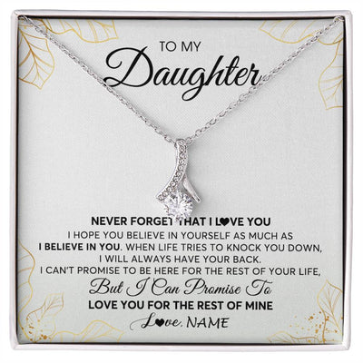 Alluring Beauty Necklace | Personalized To My Daughter Necklace From Mom Dad Mother Father Never Forget That I Love You Daughter Birthday Christmas Customized Gift Box Message Card | siriusteestore