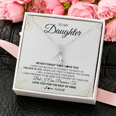 Alluring Beauty Necklace | Personalized To My Daughter Necklace From Mom Dad Mother Father Never Forget That I Love You Daughter Birthday Christmas Customized Gift Box Message Card | siriusteestore