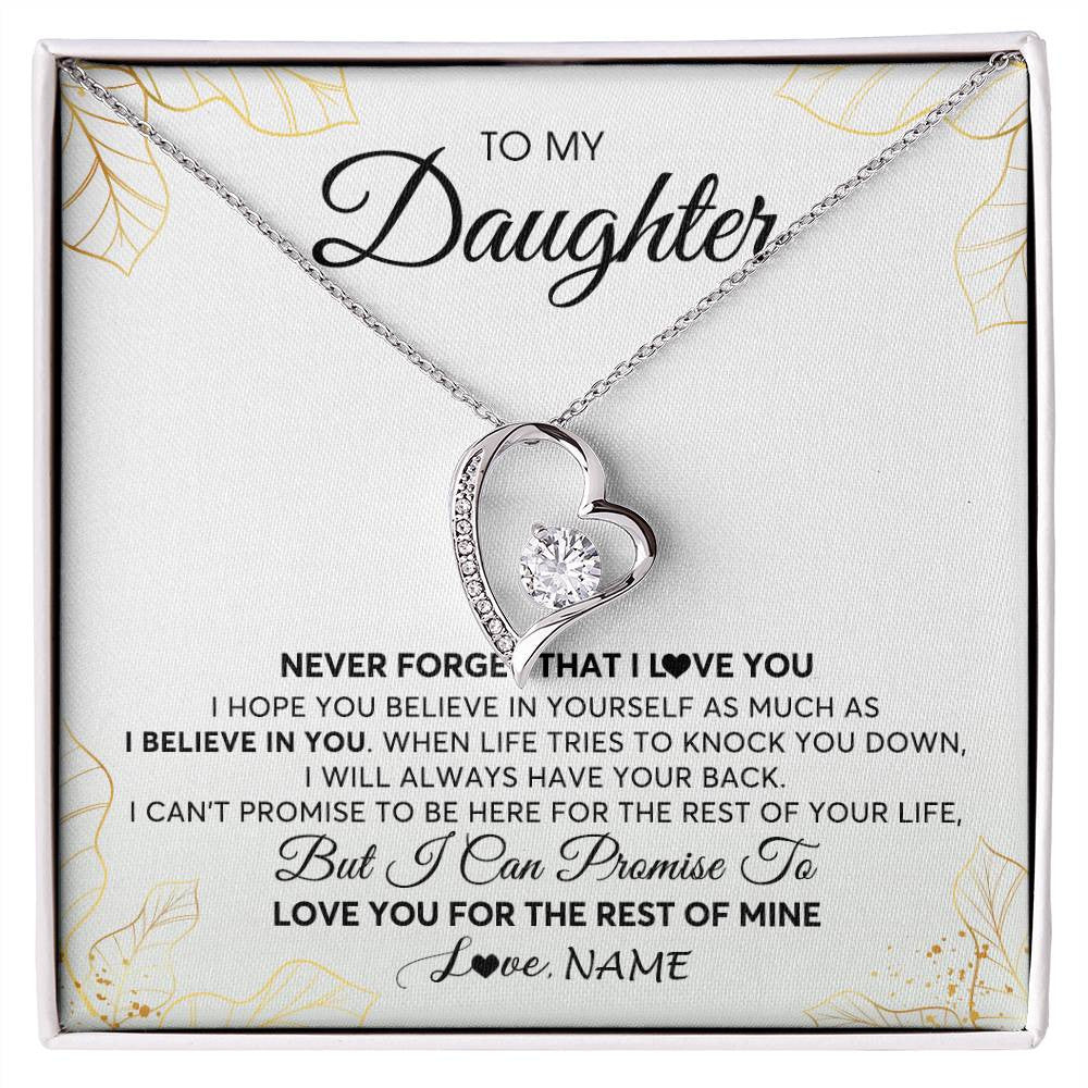 Forever Love Necklace | Personalized To My Daughter Necklace From Mom Dad Mother Father Never Forget That I Love You Daughter Birthday Christmas Customized Gift Box Message Card | siriusteestore