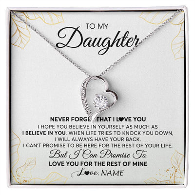 Forever Love Necklace | Personalized To My Daughter Necklace From Mom Dad Mother Father Never Forget That I Love You Daughter Birthday Christmas Customized Gift Box Message Card | siriusteestore