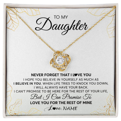 Love Knot Necklace 18K Yellow Gold Finish | 1 | Personalized To My Daughter Necklace From Mom Dad Mother Father Never Forget That I Love You Daughter Birthday Christmas Customized Gift Box Message Card | siriusteestore