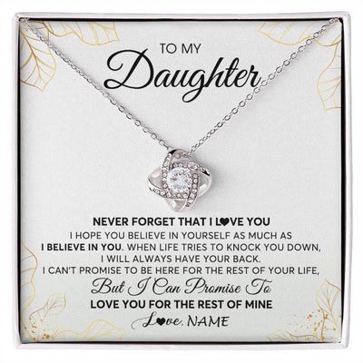 Love Knot Necklace | Personalized To My Daughter Necklace From Mom Dad Mother Father Never Forget That I Love You Daughter Birthday Christmas Customized Gift Box Message Card | siriusteestore