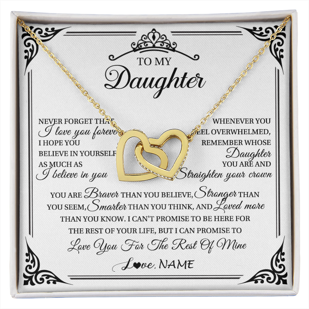 Interlocking Hearts Necklace 18K Yellow Gold Finish | 1 | Personalized To My Daughter Necklace From Mom Dad Mother I Love You Forever Daughter Birthday Jewelry Graduation Christmas Customized Gift Box Message Card | siriusteestore