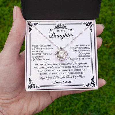 Love Knot Necklace 14K White Gold Finish | 2 | Personalized To My Daughter Necklace From Mom Dad Mother I Love You Forever Daughter Birthday Jewelry Graduation Christmas Customized Gift Box Message Card | siriusteestore