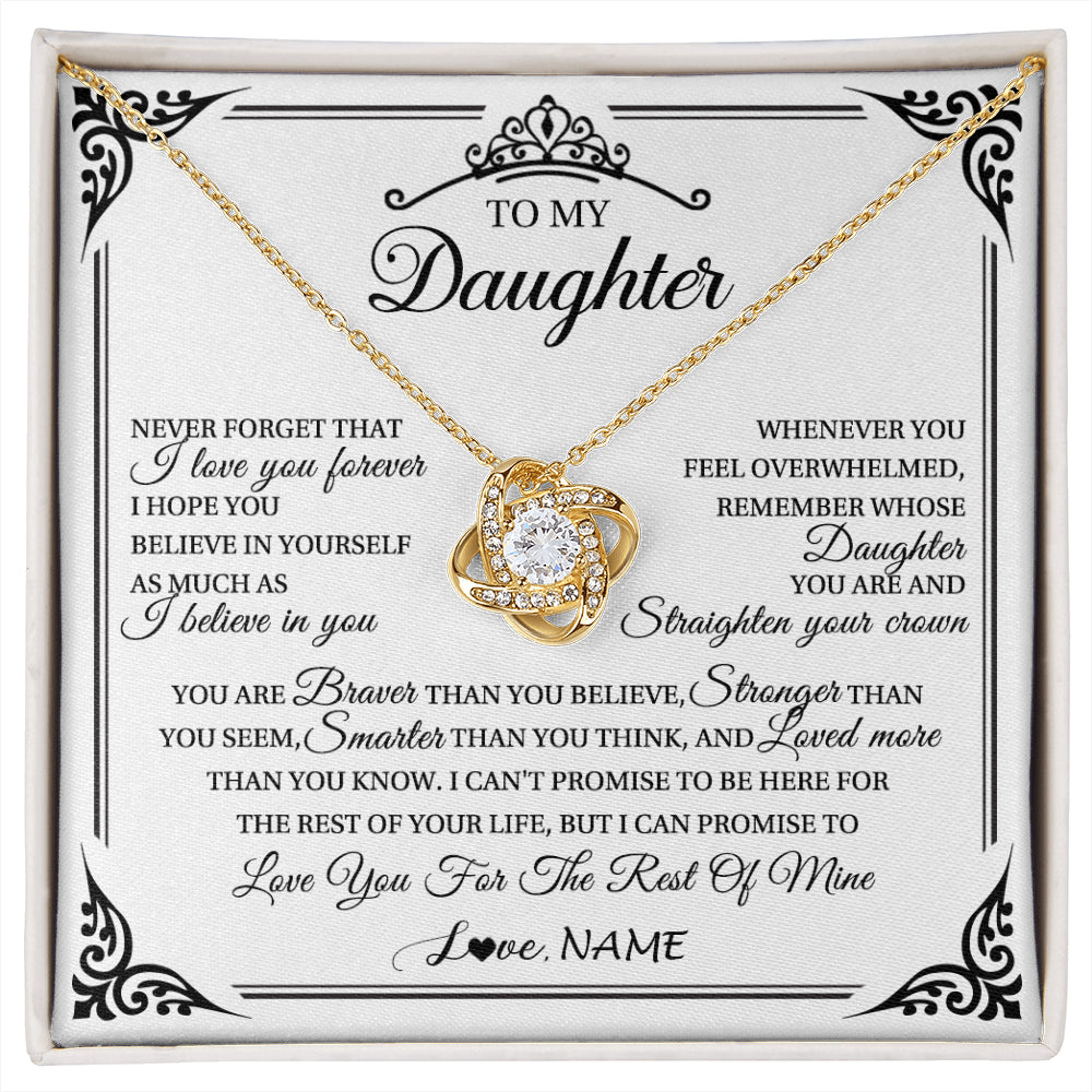 Love Knot Necklace 18K Yellow Gold Finish | 1 | Personalized To My Daughter Necklace From Mom Dad Mother I Love You Forever Daughter Birthday Jewelry Graduation Christmas Customized Gift Box Message Card | siriusteestore