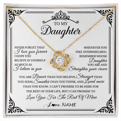Love Knot Necklace 18K Yellow Gold Finish | 1 | Personalized To My Daughter Necklace From Mom Dad Mother I Love You Forever Daughter Birthday Jewelry Graduation Christmas Customized Gift Box Message Card | siriusteestore