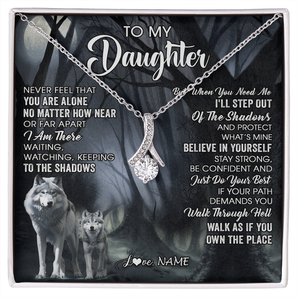 Alluring Beauty Necklace 14K White Gold Finish | 1 | Personalized To My Daughter Necklace From Mom Dad Mother Never Feel That You Are Alone Wolf Birthday Gifts Jewelry Christmas Customized Gift Box Message Card | https://siriusteestore.