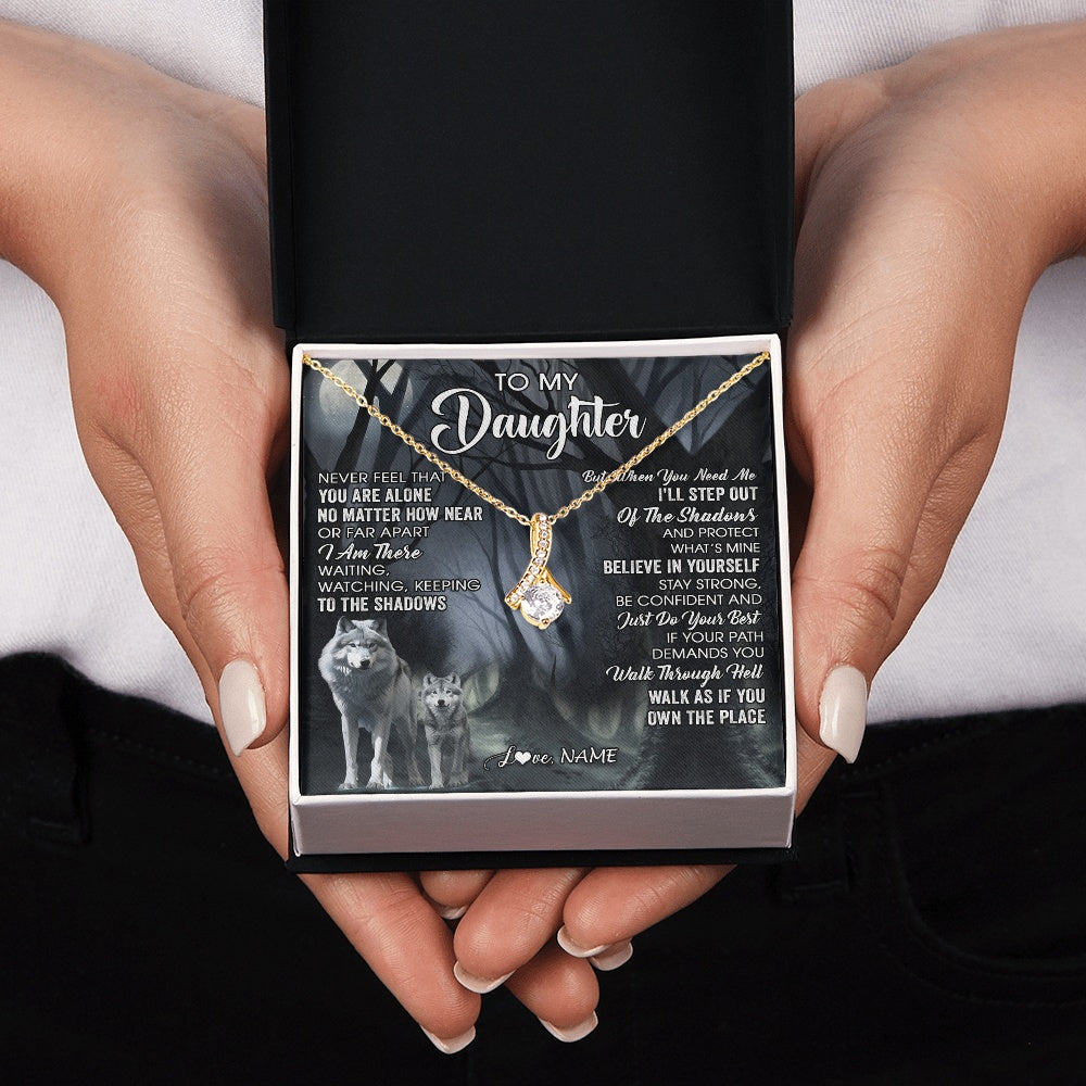 Alluring Beauty Necklace 18K Yellow Gold Finish | 2 | Personalized To My Daughter Necklace From Mom Dad Mother Never Feel That You Are Alone Wolf Birthday Gifts Jewelry Christmas Customized Gift Box Message Card | https://siriusteestore.
