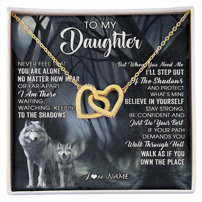 Interlocking Hearts Necklace 18K Yellow Gold Finish | 1 | Personalized To My Daughter Necklace From Mom Dad Mother Never Feel That You Are Alone Wolf Birthday Gifts Jewelry Christmas Customized Gift Box Message Card | https://siriusteestore.