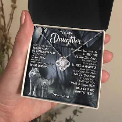 Love Knot Necklace 14K White Gold Finish | 2 | Personalized To My Daughter Necklace From Mom Dad Mother Never Feel That You Are Alone Wolf Birthday Gifts Jewelry Christmas Customized Gift Box Message Card | https://siriusteestore.
