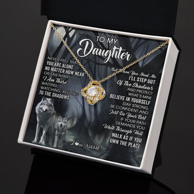 Love Knot Necklace 18K Yellow Gold Finish | 2 | Personalized To My Daughter Necklace From Mom Dad Mother Never Feel That You Are Alone Wolf Birthday Gifts Jewelry Christmas Customized Gift Box Message Card | https://siriusteestore.