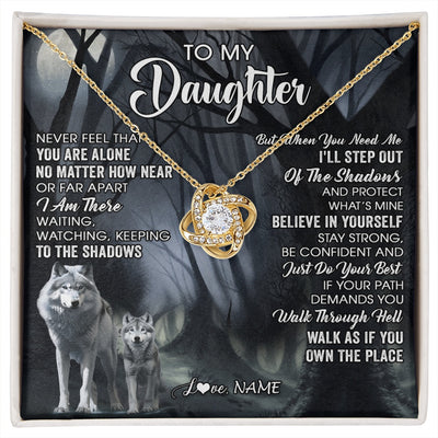 Love Knot Necklace 18K Yellow Gold Finish | 1 | Personalized To My Daughter Necklace From Mom Dad Mother Never Feel That You Are Alone Wolf Birthday Gifts Jewelry Christmas Customized Gift Box Message Card | https://siriusteestore.