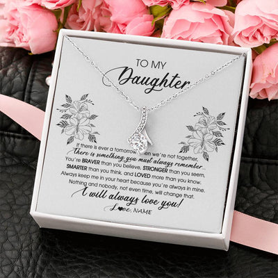 Alluring Beauty Necklace 14K White Gold Finish | Personalized To My Daughter Necklace From Mom Dad Mother Not Even Time Floral Daughter Birthday Graduation Christmas Customized Message Card | siriusteestore