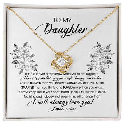 Love Knot Necklace 18K Yellow Gold Finish | Personalized To My Daughter Necklace From Mom Dad Mother Not Even Time Floral Daughter Birthday Graduation Christmas Customized Message Card | siriusteestore