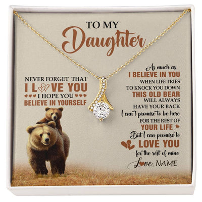 Alluring Beauty Necklace 18K Yellow Gold Finish | 1 | Personalized To My Daughter Necklace From Mom Dad Mother This Old Bear Love You Daughter Birthday Gifts Graduation Christmas Customized Gift Box Message Card | siriusteestore