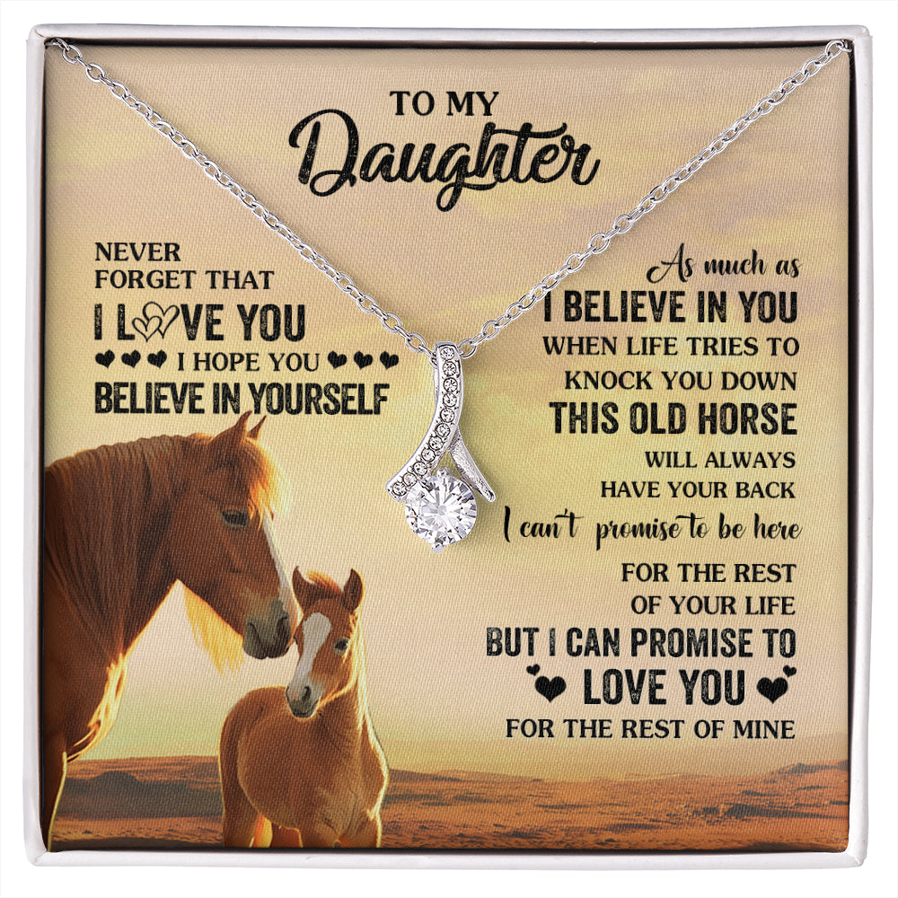 Alluring Beauty Necklace 14K White Gold Finish | 1 | Personalized To My Daughter Necklace From Mom Dad Mother This Old Horse Love You Daughter Birthday Jewelry Christmas Customized Gift Box Message Card | siriusteestore